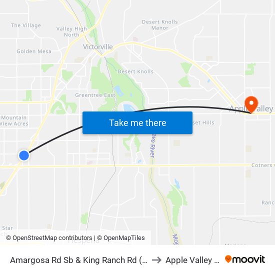 Amargosa Rd Sb & King Ranch Rd (Jack In the Box) to Apple Valley CA USA map