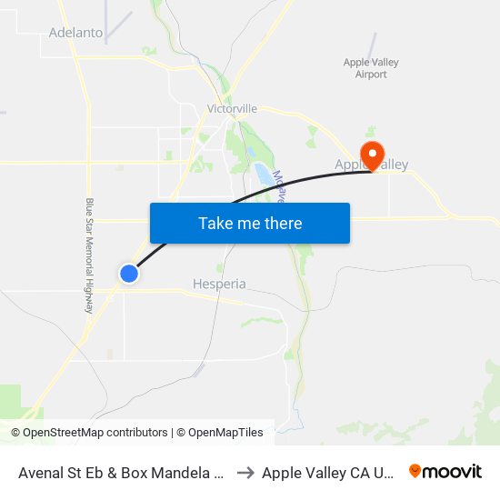 Avenal St Eb & Box Mandela Rd to Apple Valley CA USA map