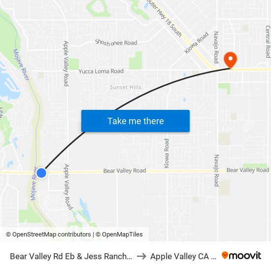 Bear Valley Rd Eb & Jess Ranch Pkwy to Apple Valley CA USA map