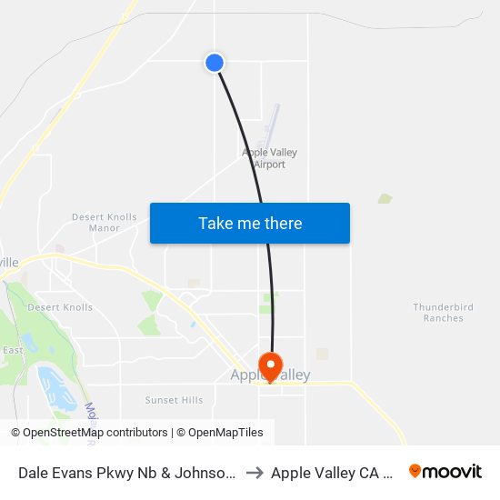 Dale Evans Pkwy Nb & Johnson Rd to Apple Valley CA USA map