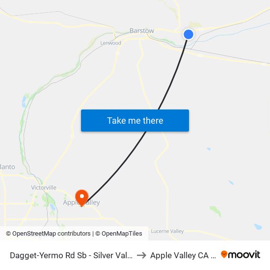 Dagget-Yermo Rd Sb - Silver Valley Hs to Apple Valley CA USA map