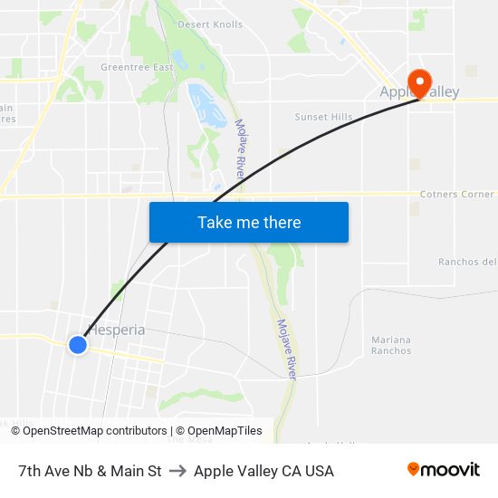 7th Ave Nb & Main St to Apple Valley CA USA map