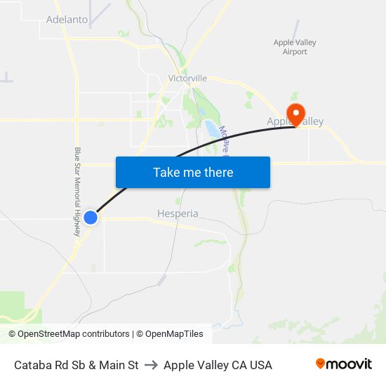 Cataba Rd Sb & Main St to Apple Valley CA USA map