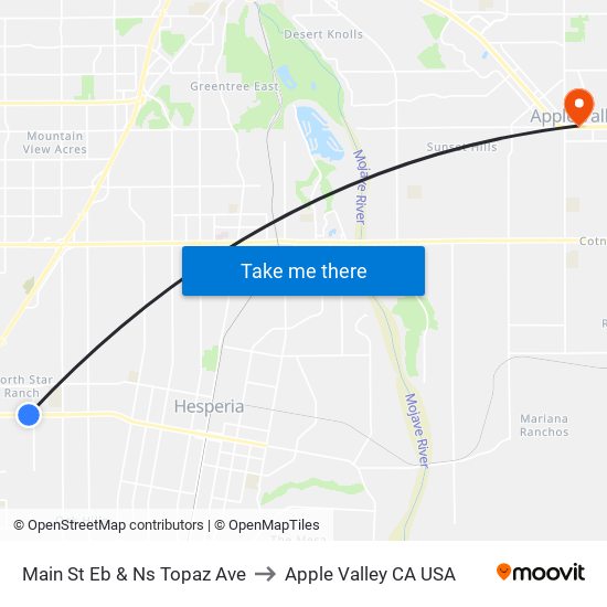 Main St  Eb & Ns Topaz Ave to Apple Valley CA USA map