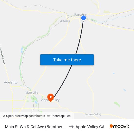 Main St Wb & Cal Ave (Barstow Station) to Apple Valley CA USA map