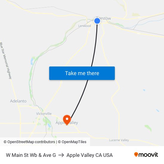 W Main St Wb & Ave G to Apple Valley CA USA map