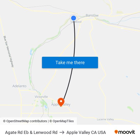 Agate Rd Eb & Lenwood Rd to Apple Valley CA USA map