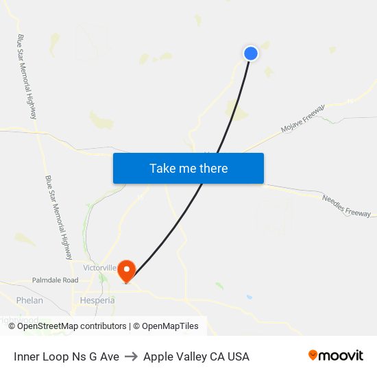 Inner Loop Ns G Ave to Apple Valley CA USA map