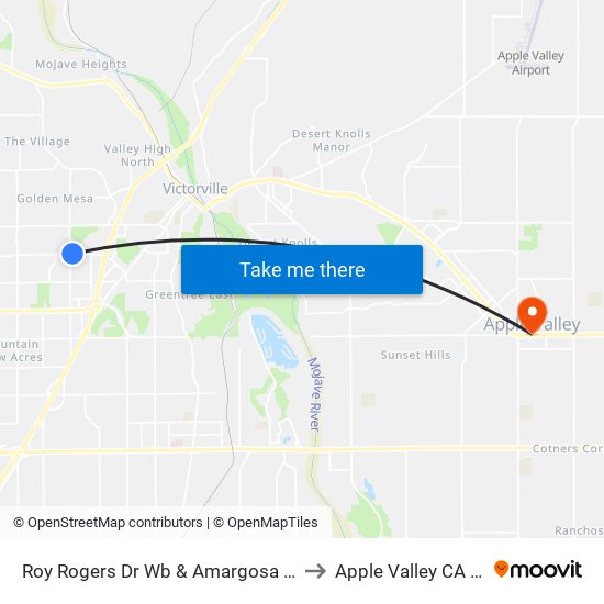 Roy Rogers Dr Wb & Amargosa Rd Ns to Apple Valley CA USA map