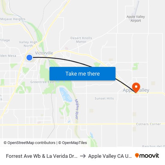 Forrest Ave Wb & La Verida Dr FS to Apple Valley CA USA map