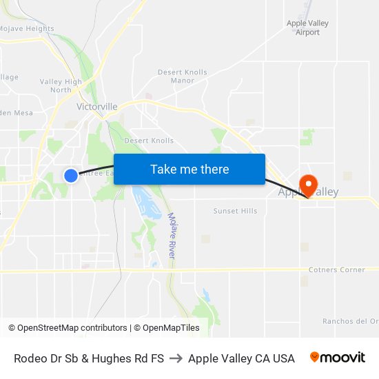 Rodeo Dr Sb & Hughes Rd FS to Apple Valley CA USA map