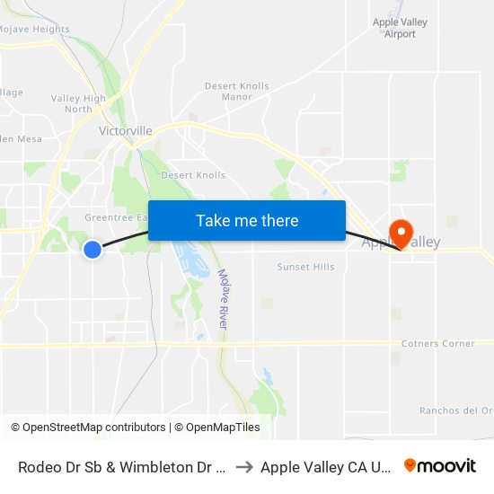 Rodeo Dr Sb & Wimbleton Dr FS to Apple Valley CA USA map