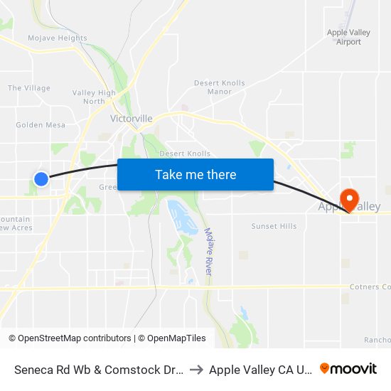 Seneca Rd Wb & Comstock Dr FS to Apple Valley CA USA map