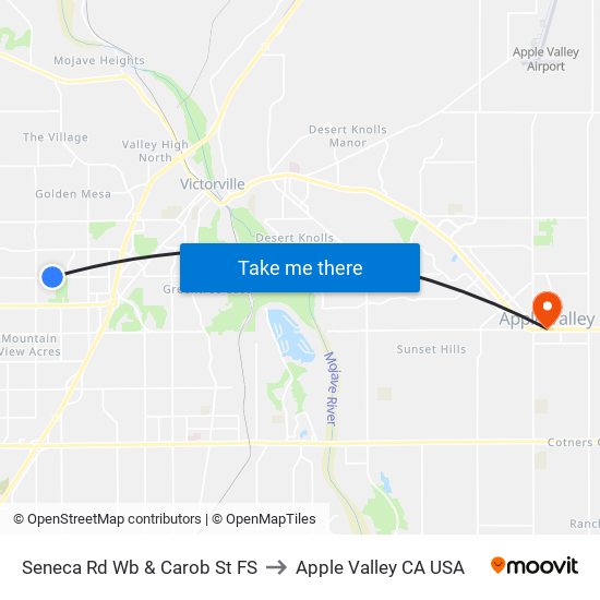 Seneca Rd Wb & Carob St FS to Apple Valley CA USA map