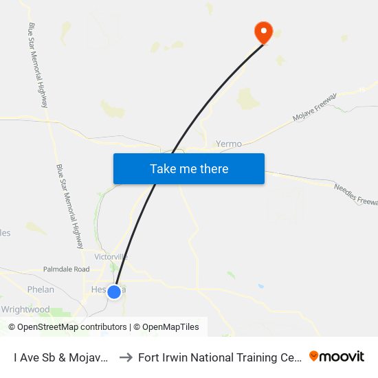 I Ave Sb & Mojave St to Fort Irwin National Training Center map