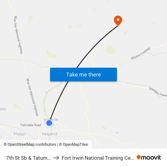 7th St Sb & Tatum Rd to Fort Irwin National Training Center map