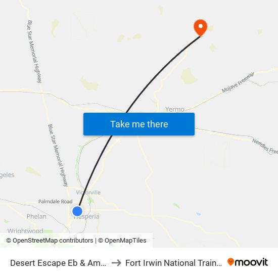Desert Escape Eb & Amargosa Rd to Fort Irwin National Training Center map