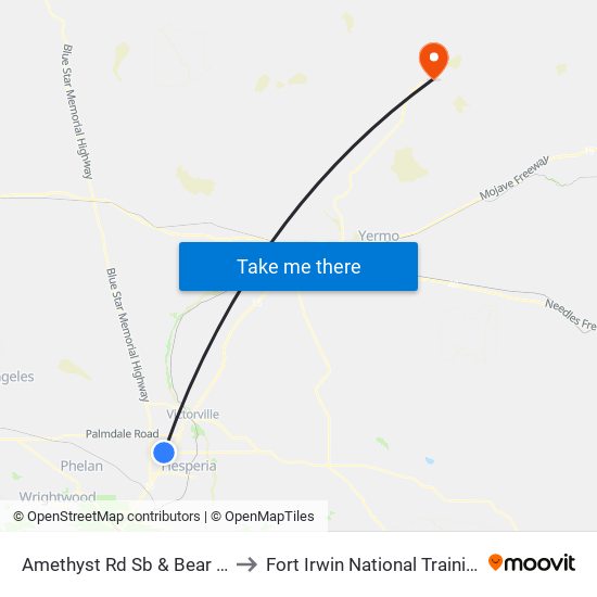 Amethyst Rd Sb & Bear Valley Rd to Fort Irwin National Training Center map