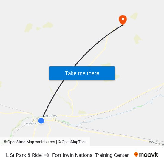 L St Park & Ride to Fort Irwin National Training Center map