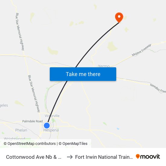 Cottonwood Ave Nb & Pahute Ave to Fort Irwin National Training Center map