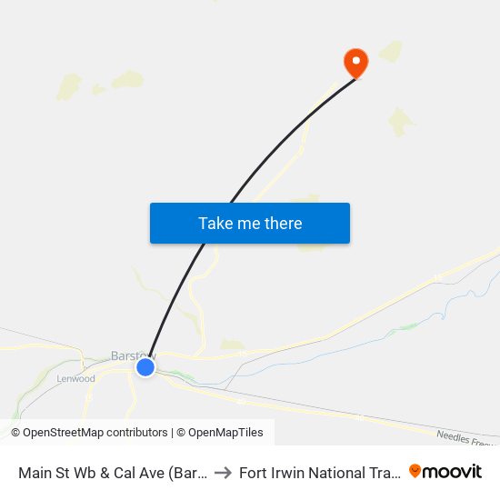 Main St Wb & Cal Ave (Barstow Station) to Fort Irwin National Training Center map