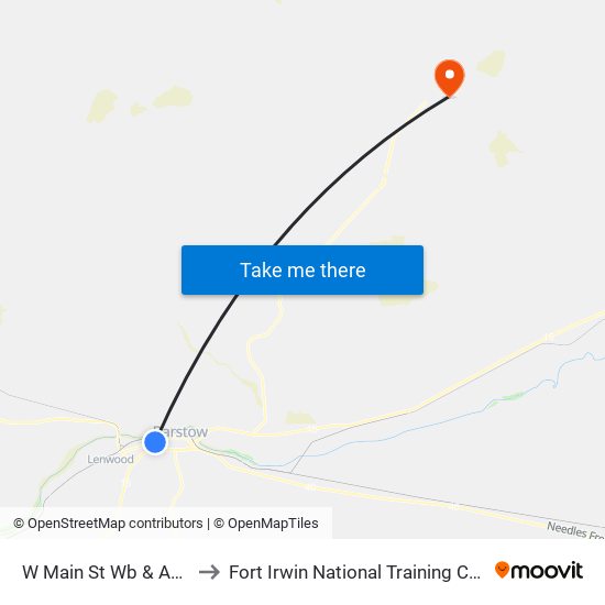 W Main St Wb & Ave H to Fort Irwin National Training Center map