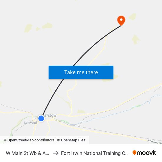 W Main St Wb & Ave K to Fort Irwin National Training Center map