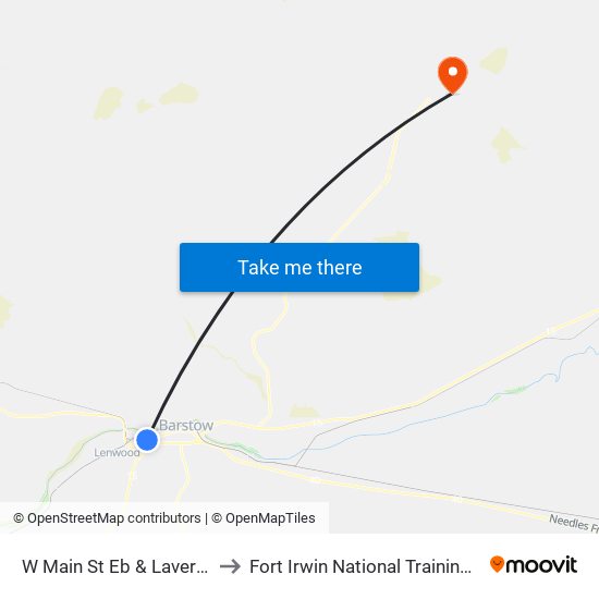 W Main St Eb & Laverne Ave to Fort Irwin National Training Center map