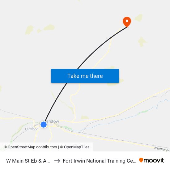 W Main St Eb & Ave J to Fort Irwin National Training Center map