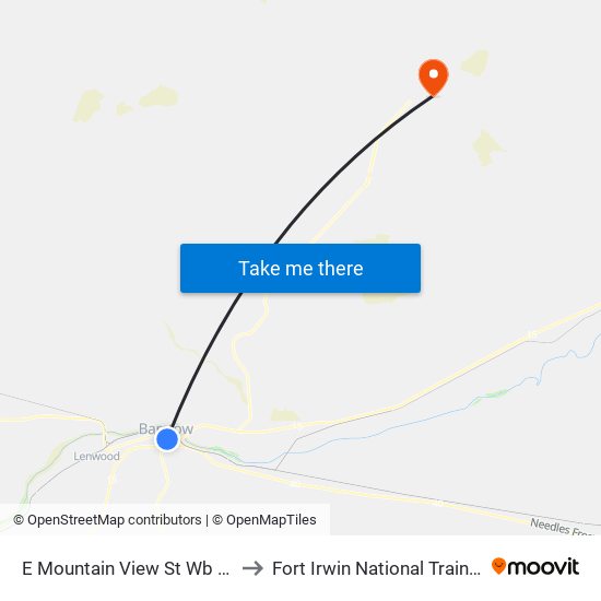 E Mountain View St Wb & Lillian Dr to Fort Irwin National Training Center map