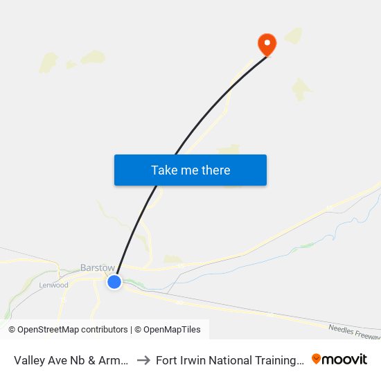 Valley Ave Nb & Armory Rd to Fort Irwin National Training Center map