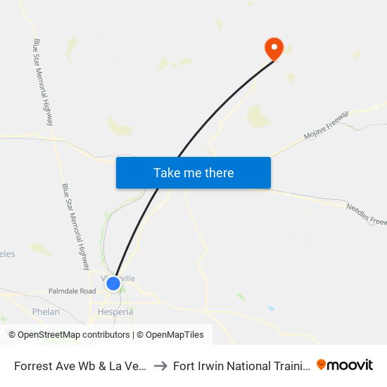 Forrest Ave Wb & La Verida Dr FS to Fort Irwin National Training Center map
