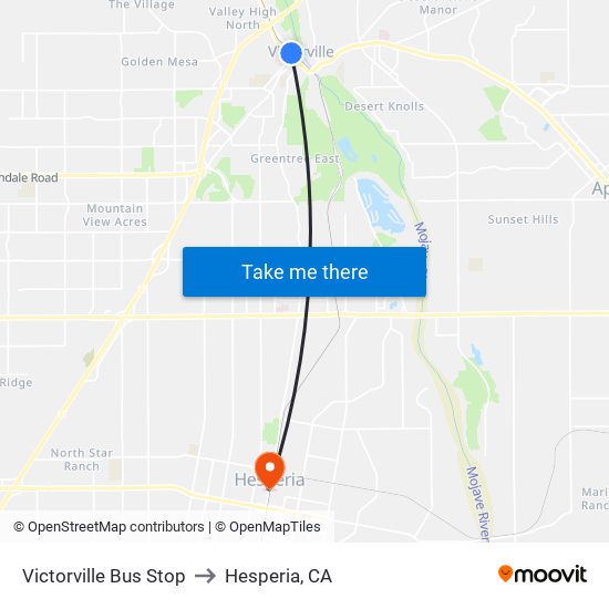 Victorville Bus Stop to Hesperia, CA map