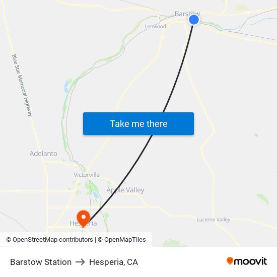 Barstow Station to Hesperia, CA map