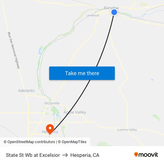 State St Wb at Excelsior to Hesperia, CA map