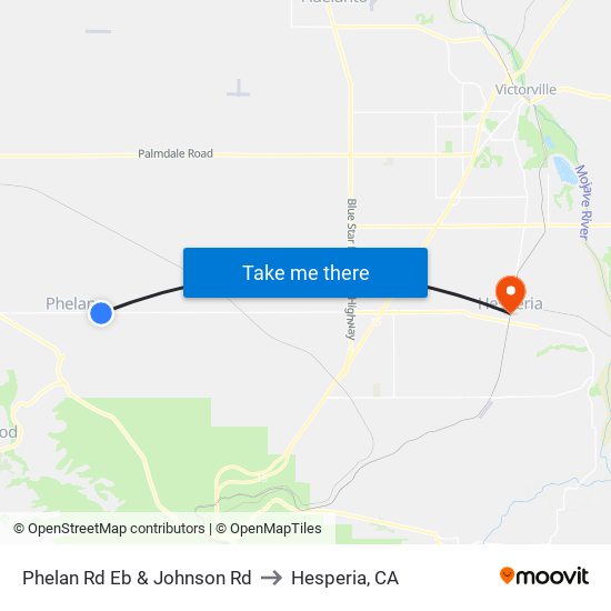 Phelan Rd Eb & Johnson Rd to Hesperia, CA map
