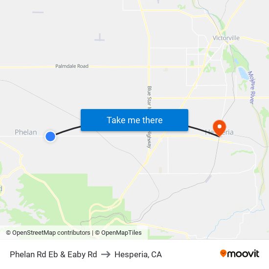 Phelan Rd Eb & Eaby Rd to Hesperia, CA map