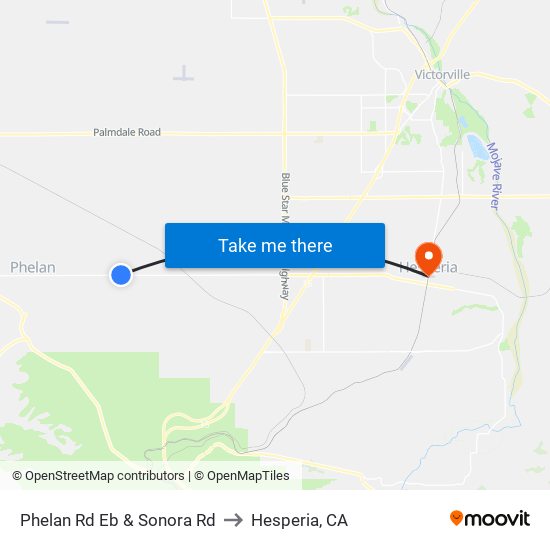 Phelan Rd Eb & Sonora Rd to Hesperia, CA map