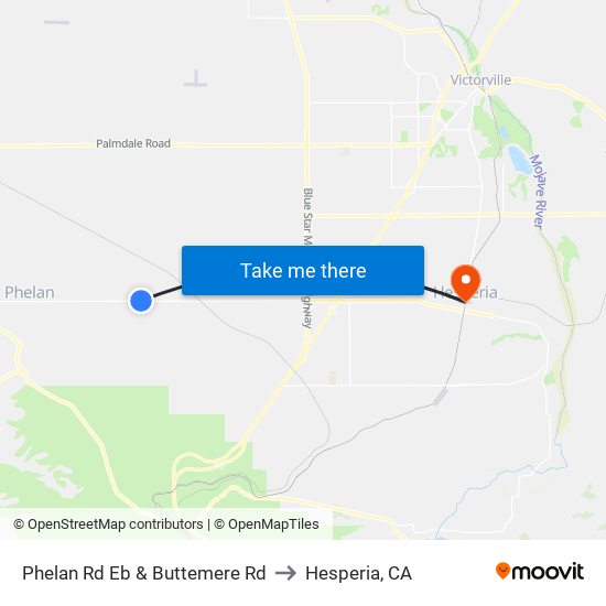 Phelan Rd Eb & Buttemere Rd to Hesperia, CA map