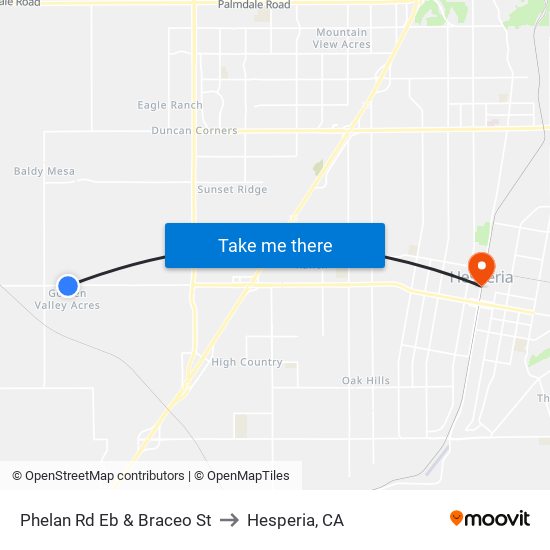 Phelan Rd Eb & Braceo St to Hesperia, CA map