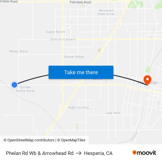 Phelan Rd Wb & Arrowhead Rd to Hesperia, CA map