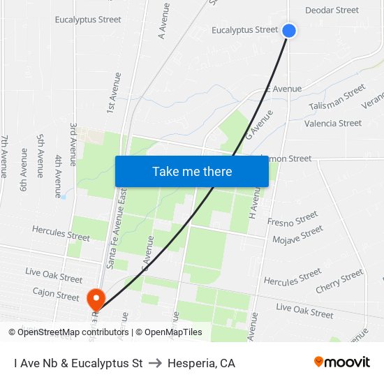 I Ave Nb & Eucalyptus St to Hesperia, CA map