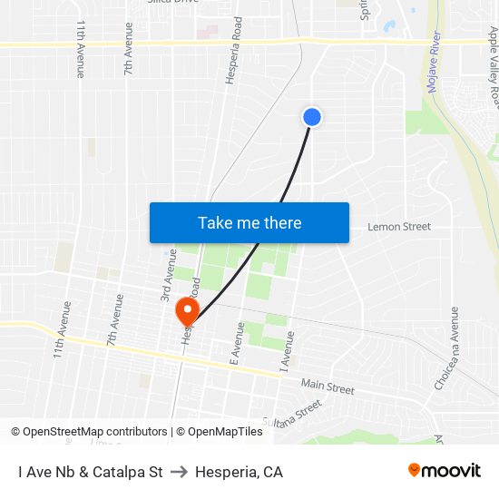 I Ave Nb & Catalpa St to Hesperia, CA map