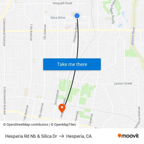 Hesperia Rd Nb & Silica Dr to Hesperia, CA map