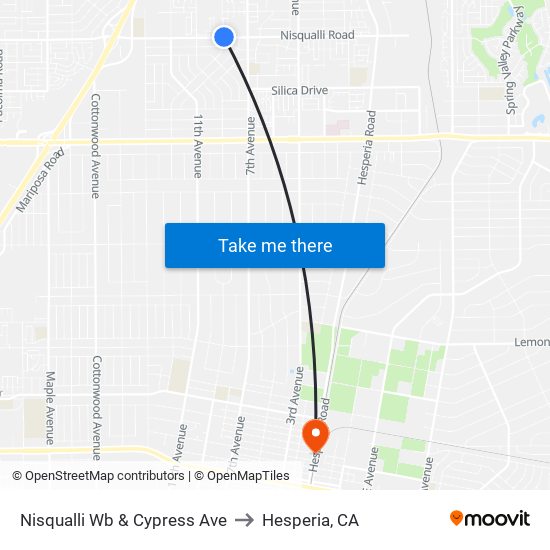 Nisqualli Wb & Cypress Ave to Hesperia, CA map