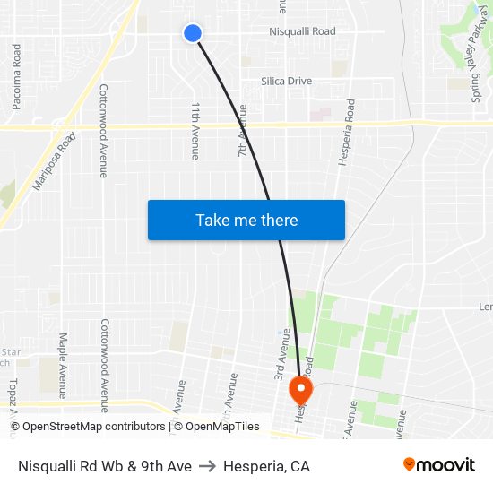 Nisqualli Rd Wb & 9th Ave to Hesperia, CA map