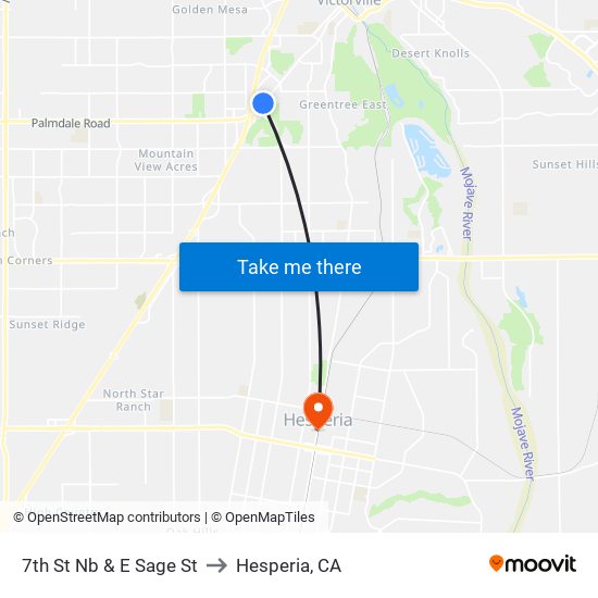 7th St Nb & E Sage St to Hesperia, CA map