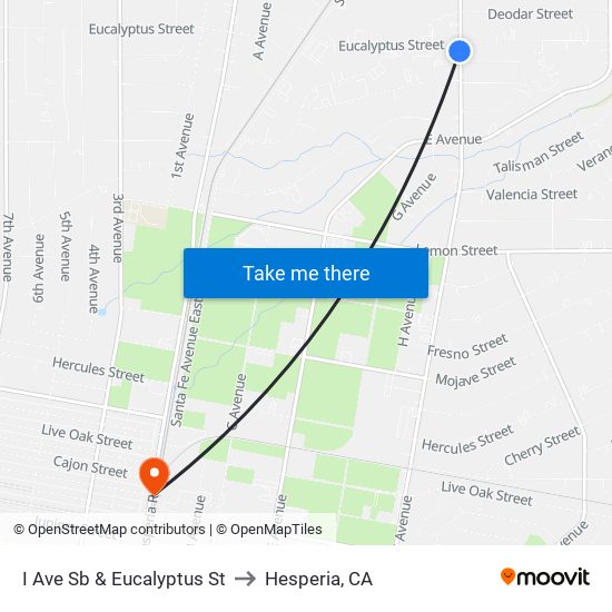 I Ave Sb & Eucalyptus St to Hesperia, CA map