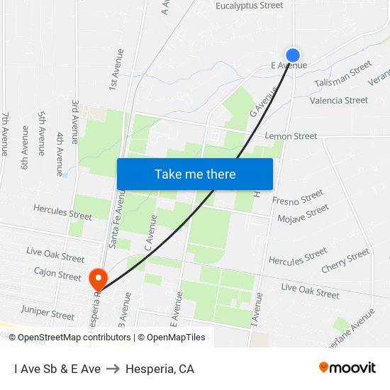 I Ave Sb & E Ave to Hesperia, CA map