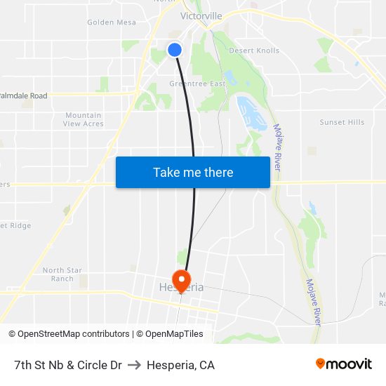 7th St Nb & Circle Dr to Hesperia, CA map